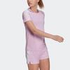 Adidas Striped Logo Round Neck Sports Casual Short Sleeve T-Shirt Women T-Shirts Purple GL0790