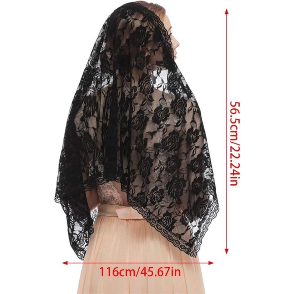 Breathable Elegant Veil Long Prayer Shawl Temperament Lace Shawl Wedding