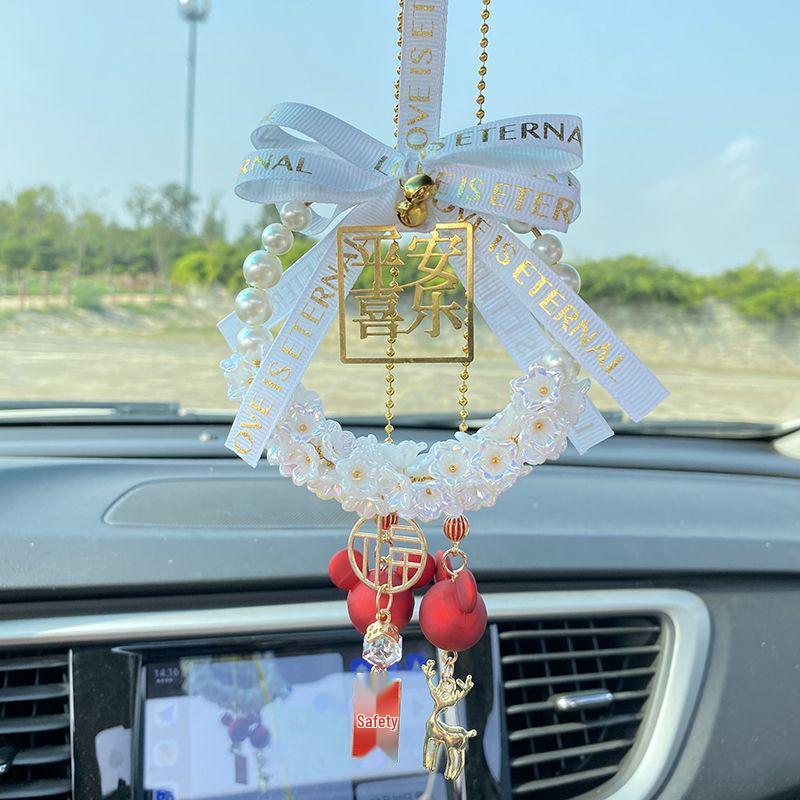 High-End Peace & Joy Feather Rearview Mirror Pendant