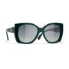 Chanel Temple Logo Irregular Sunglasses Women's Green