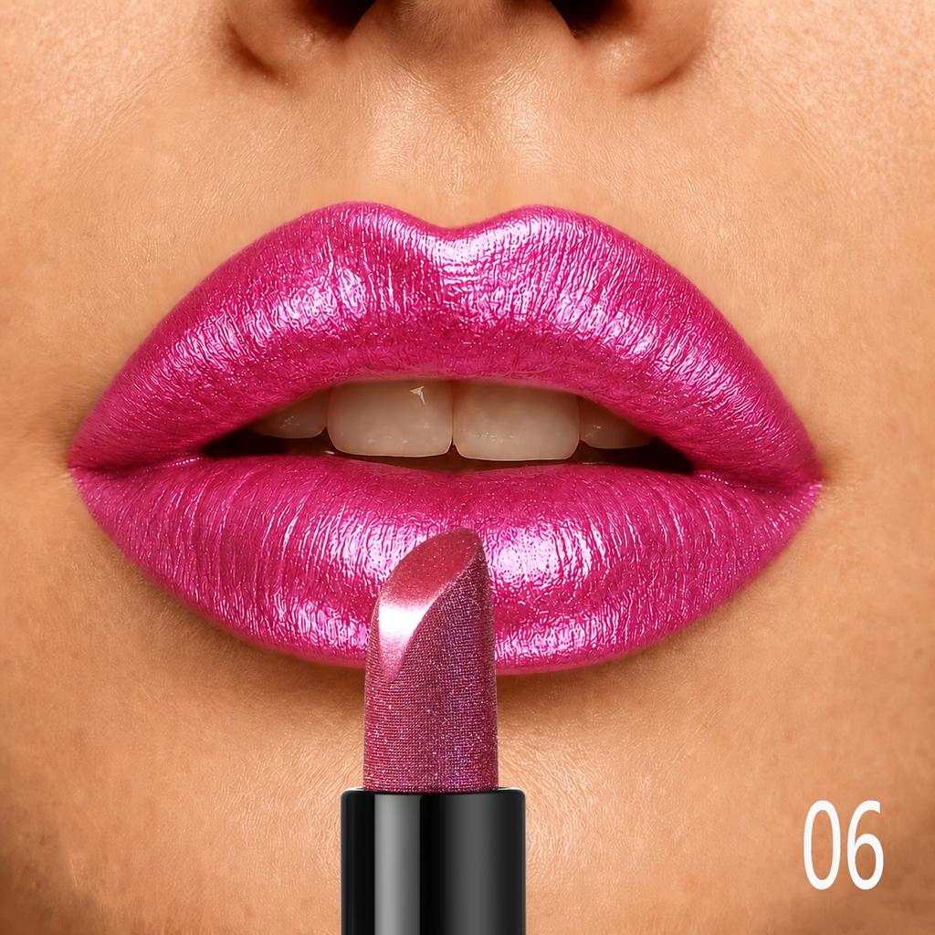 Rossetto Perlescente con Brillantezza Fine, ad Alto Lucido, Facile da Colorare, Lunga Tenuta, Facile da Colorare, Idratante, Effetto Cremoso e Liscia
