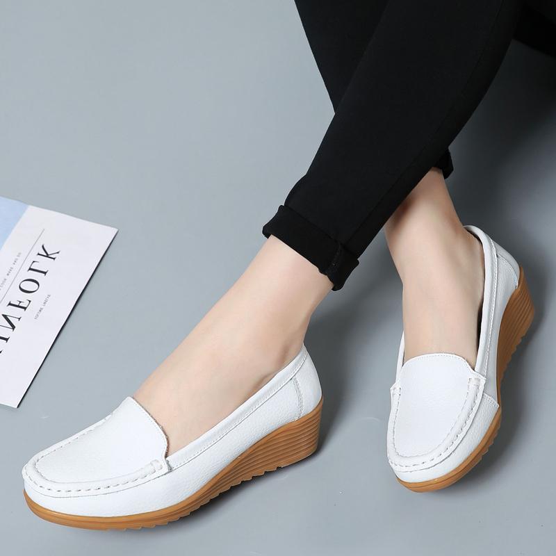 Scarpe basse da donna in pelle con plateau per primavera/autunno