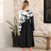 Women's fashionable loose retro printed round-neck dress