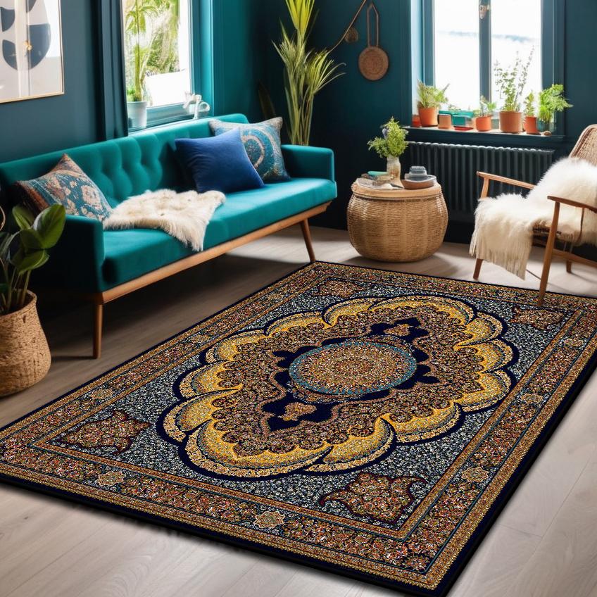 Bohemian Luxury Carpet for Living Room Antiskid Lounge Rug Soft Foldable Coffee Tables Mat Easy Cleaning Large Size Customizable