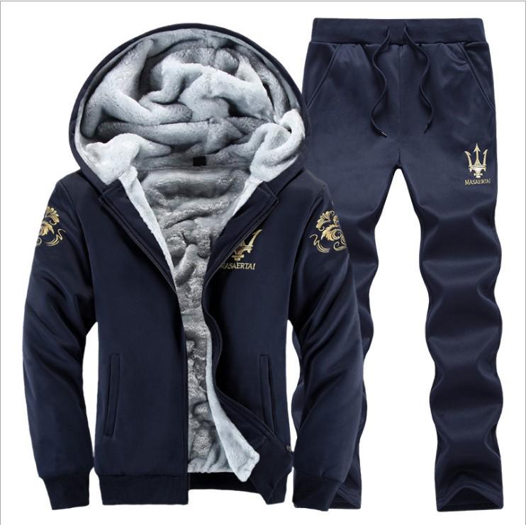 

Мужская спортивная куртка Plus Velvet Baseball - Осень/Зима, свитшот для фитнеса с длинными рукавами XXXL темно-синий