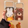 Vintage Oil Painting Style Miffy Rabbit Bear Is Suitable for Apple 17Promax Mobile Phone Case IP15/16Pro Epoxy Water Condensation
