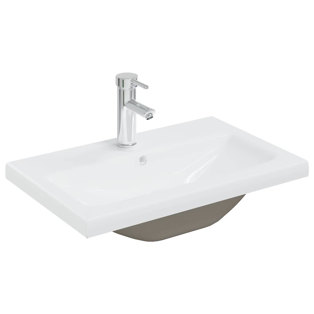 Built In Wash Basin with Faucet 61 X 39 X 18 Cm Ceramic White