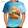 Summer Round Neck Hamburger Pattern 3D Print Top Fashionable Casual Short Sleeved Men's T-shirts
