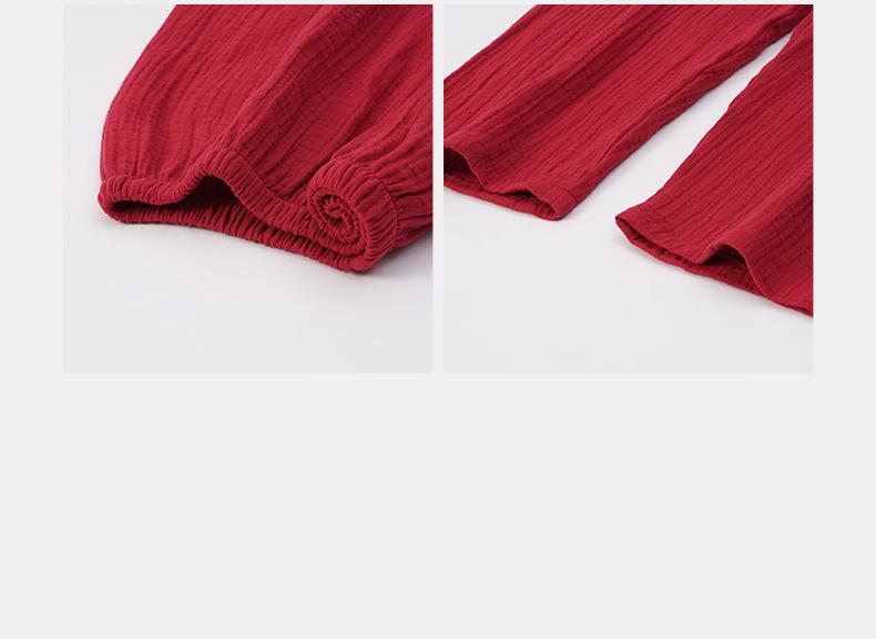 Red Wedding Couple Pajamas: Women's Spring & Autumn Baby Cotton Long Sleeve 2025 Zodiac Year Double Layer Gauze Set