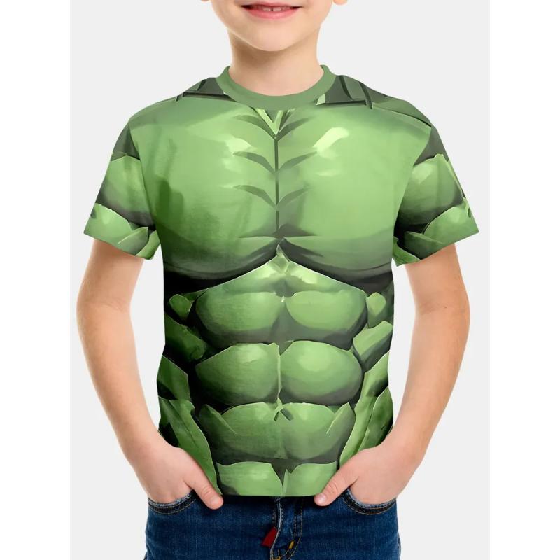 Fashion Children s Clothing Crew Neck Short Sleeve 3D Casual Color Printing Casual Short Sleeve Crew Neck T-Shirt 110