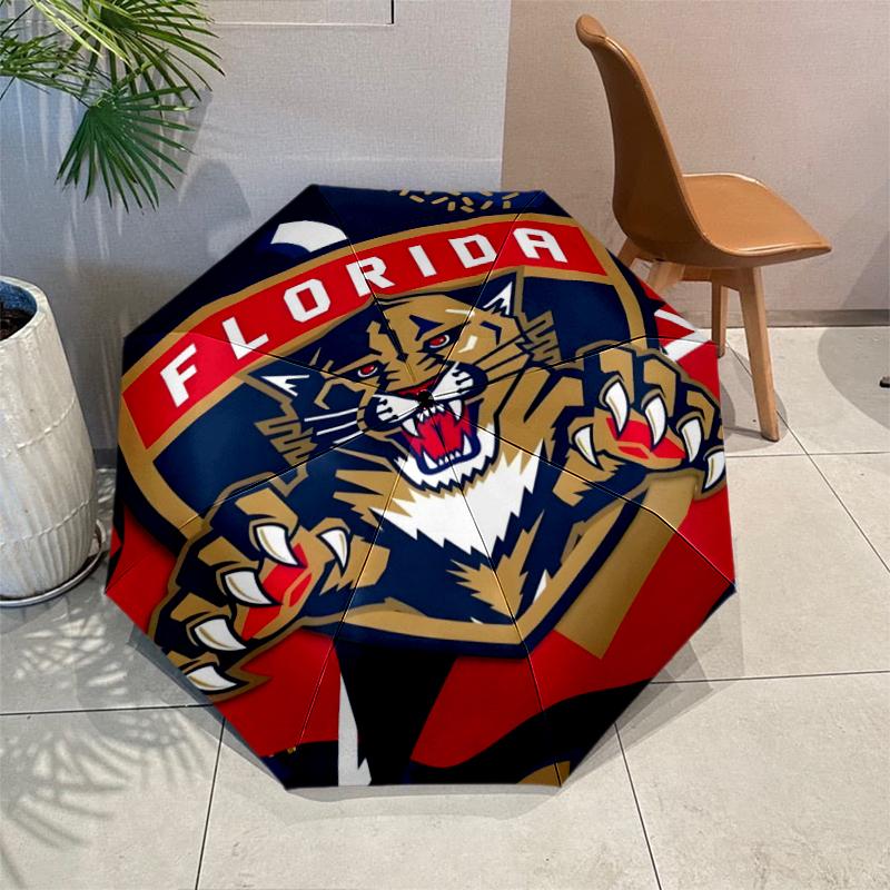 Florida Panthers Fashionable Automatic Opening/Closing Folding Umbrella. Portable and Foldable, Ideal for Gift, Travel, and Daily Use