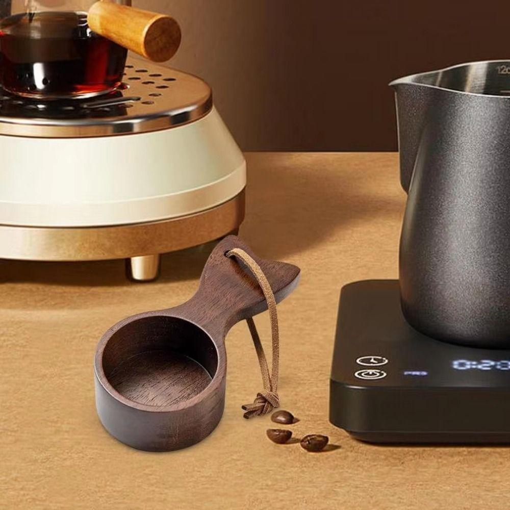 with Leather Lanyard Wooden Coffee Spoon Fishtail Design Kitchen Tablespoon Coffee Bean Scoop Tea