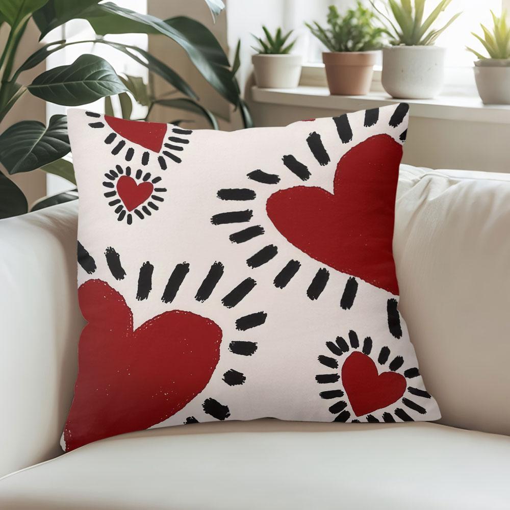 Illustration Love Square Jacquard Pillow Cover for Sofa Office Waist Cushion Cover Home Decorative Pillowcase