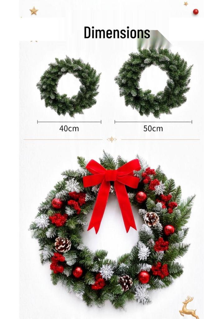 Christmas Snowflake Wreath with Pine Cones and Red Berries - Door Hanging Decoration for Holiday Parties