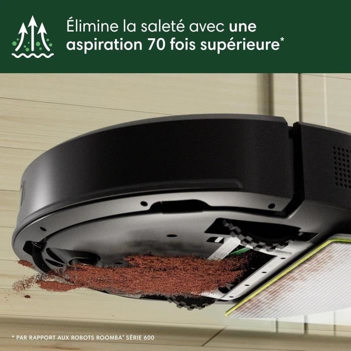 IRobot Roomba 105 Combo - Robot Aspirateur Laveur 2en1 - Puissance d'Aspiration de 7KPa - Navigation LiDAR - Détection des Tapis