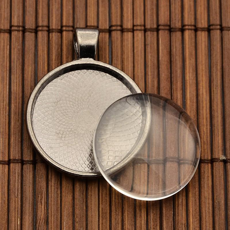 DIY Retro Oval Time Gem Glass Pendant Base Jewelry Accessory