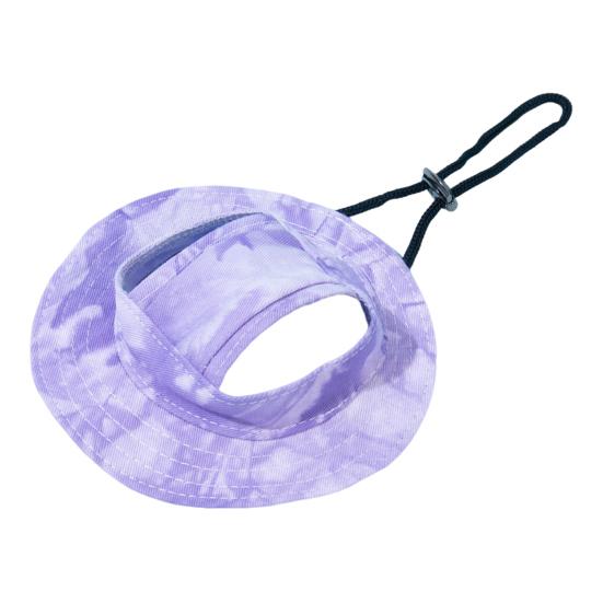 Tie-dye Dog Bucket Hats with Ear Holes Adjustable Round Brim Outdoor Sun Protection Cap for Small Medium Dogs And Cats