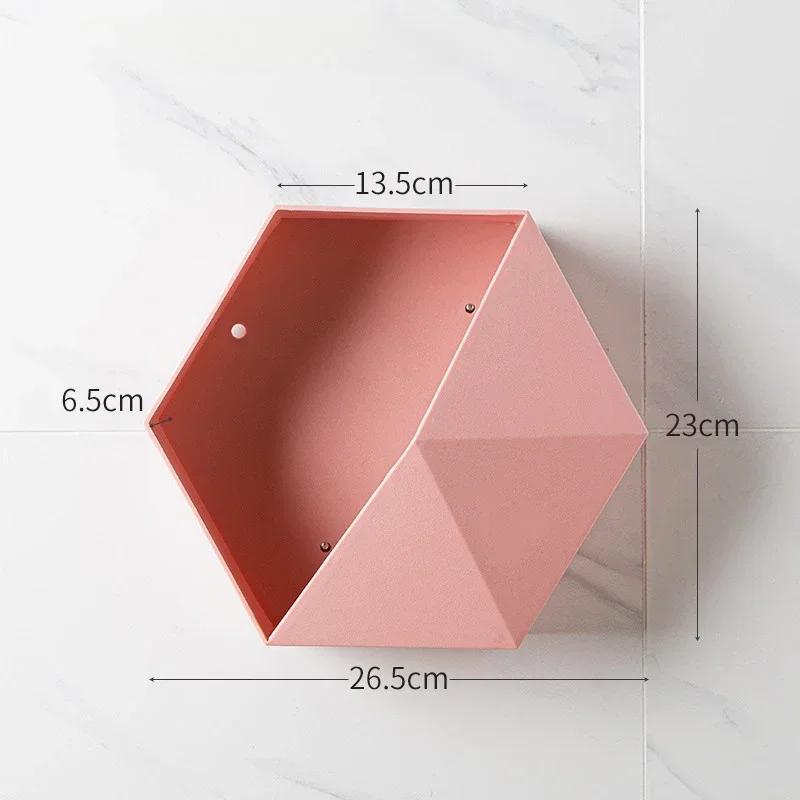 Nordic Style Wooden Decor Wall Mount Hexagonal Frame Books Toys Flower Pot Storage Shelf Holder Figurines Display Crafts Shelves