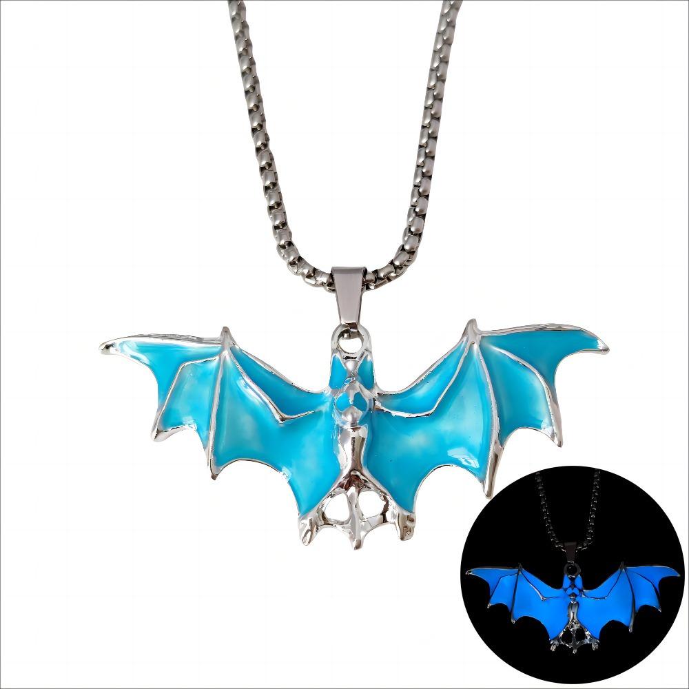 Bat Halloween Necklace Punk Style Hip Hop Neck Chains Unique Luminous Pendant Necklace  Gifts