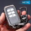 Für Honda Accord Civic CRV Kohlefaser Metall Auto Smart Key Fob Kette Abdeckung Hülle