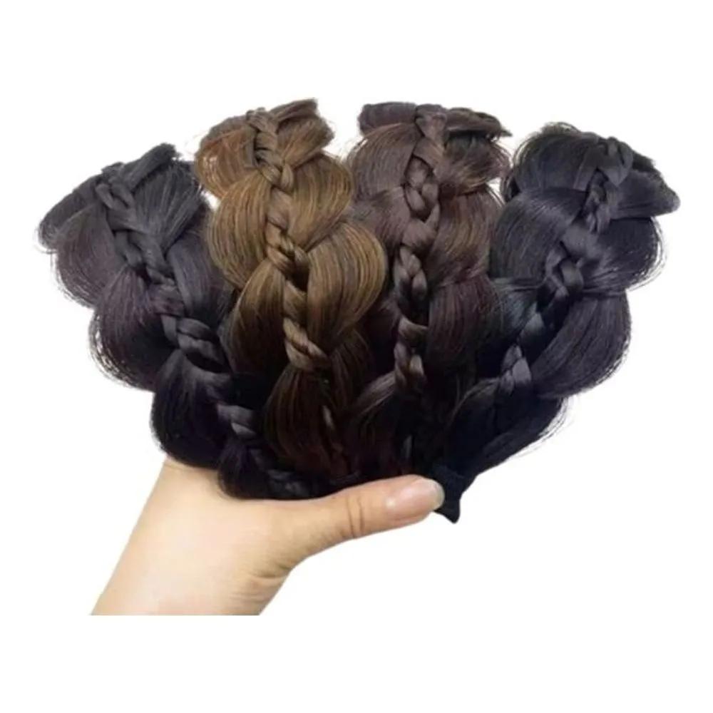 Kiming braided wig headband hairband women s wig braided hair brown