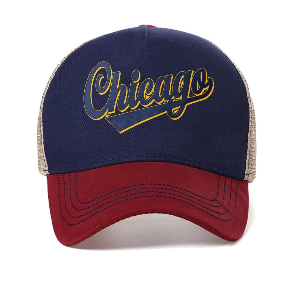 Chicago Logo Pánská baseballová čepice Rock and Roll Hudba Klasické čepice kapel Nová Černá Nová Černá Vzor Prodyšné Trucker čepice kšiltovka