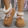 Fashion Sweet Bowknot Decoration Cotton Snow Boots Women 2025 Winter Warm Short Plush Ankle Boots Fashion Faux Fur Slip On Booties