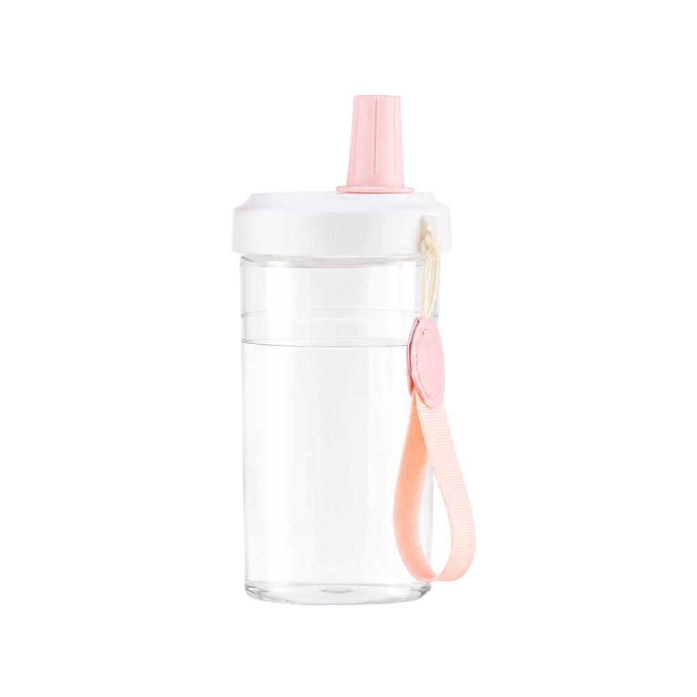 Plastic Tumbler Straw Water Bottle Silicone Seal Drinkware Bottle Milk Tea Cup Beverage Drinking Pink-500ml