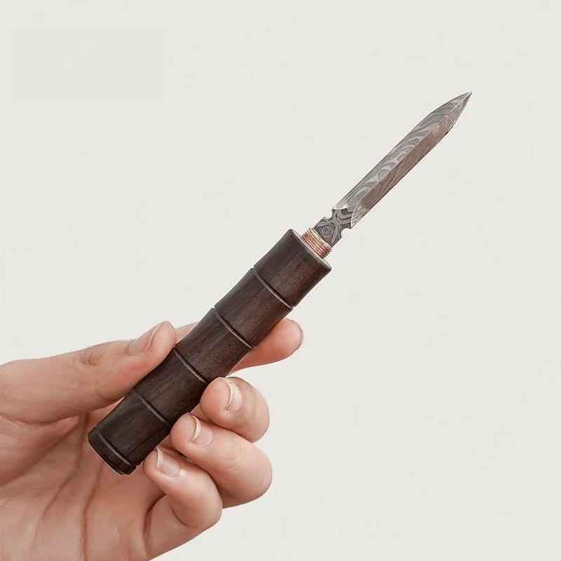 Ebony Damascus Tea Knife High-end Solid Wood Kung Fu Tea Set Accessories Pry Tea Tool Tea Opener Pu'er Tea Knife