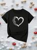 Elegant Tshirt with Floral and Heart Print for Women Tshirt Casual Short Sleeve Tshirt for Women Top