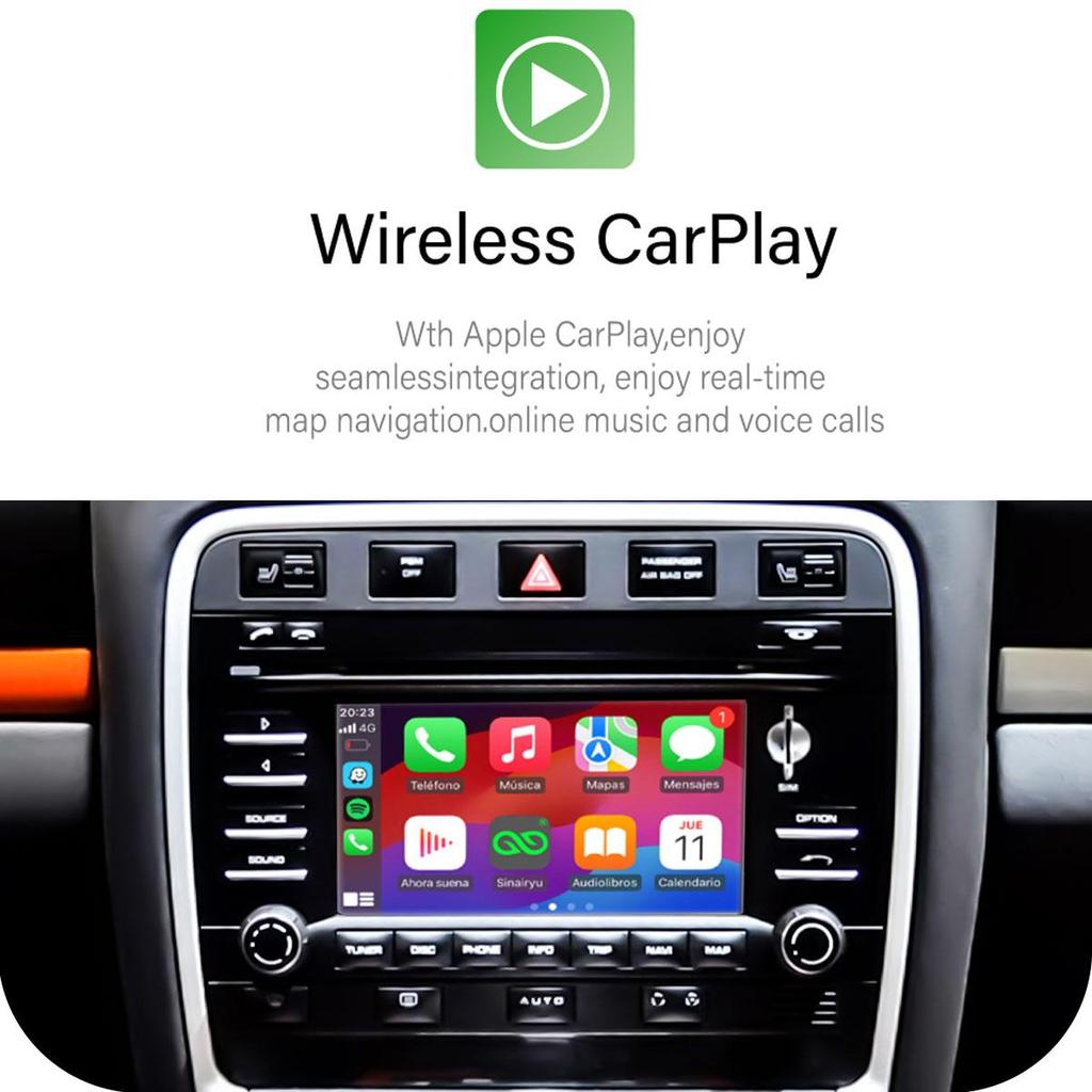 Sinairyu Wireless CarPlay Android Auto Compatible For Porsche Cayenne Cayman 911 PCM 3.0 2009-2012 Mirror-Link