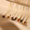 Tiger Eye Pendant Necklace For Women Gold Color Stainless Steel Charm Choker