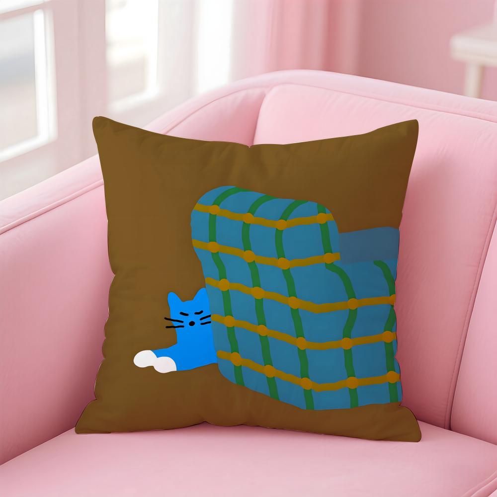 Casual Daily Simple Cute Friendly Cats And Dogs Cushion Cover Pillow Case Soft Friendly Fabric  Concealed Zipper