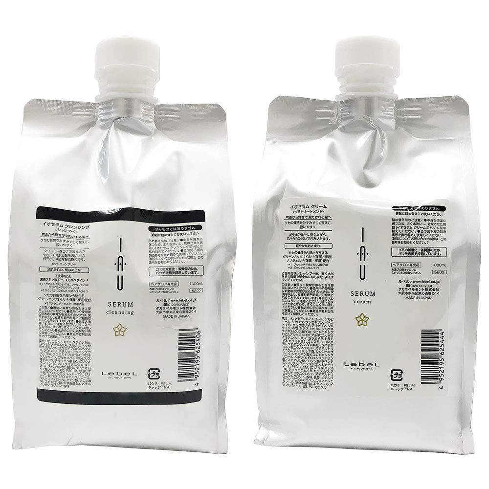 

ism Lebel Lebel Io Serum Очищающий шампунь 1000 мл + Крем-маска для волос 1000 мл Рефилл по 1 шт. каждого Всего 2 шт. IAU SERUM Уход за волосами