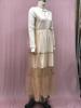 2025 Summer European & American Women's V-Neck Mesh Puff Sleeve See-through Maxi Dress