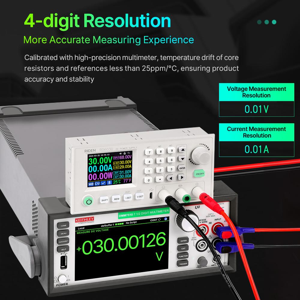 

RD6030W Digital DC Power Supply Module 30A High Current Voltage Regulator Buck Adjustable Converter Battery Charge Power Protect