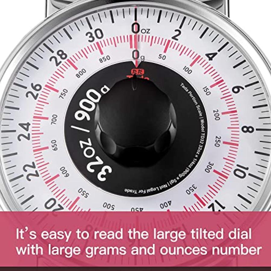 2 Pound Precise Portions Analog Food Scale 32 Ounces Stainless Steel Mechanical Kitchen Scale Removable Bowl Tare Function Retr