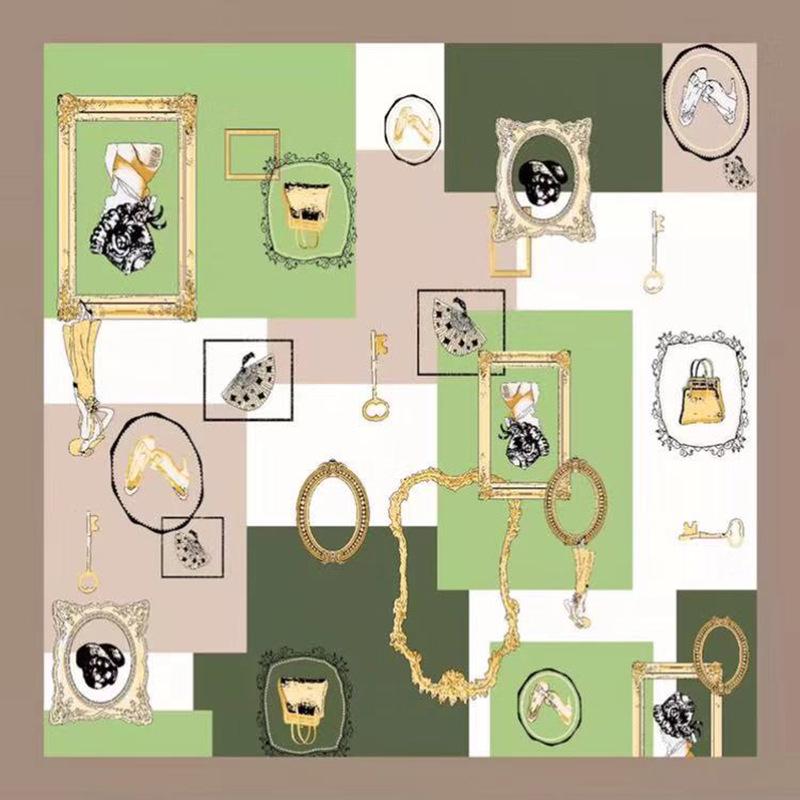 

Высококачественные роскошные шелковые шарфы, повязка на голову, шарфы, шейный шарф для женщин, шелковый шарф с цепочкой, женская декоративная шаль 90*90cm