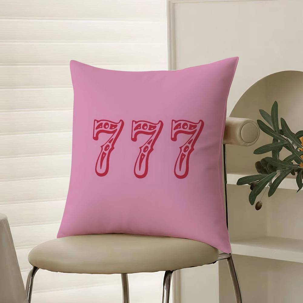 Fashion Pink Number Iucky 7 Pillow Case Comfort Sofa Bed Silky elegant Invisible zipper Decorative cushion cover