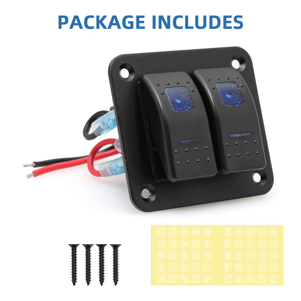 2 3 4 Gang Waterproof Marine Switch Panel 12V With QC3.0 Dual USB Charger Socket LED Digital Voltmeter For Truck RV Boat Car