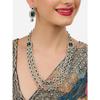 Green Stones Dazzling Austrian Diamonds Contemporary Layered Necklace & Earring Set For Women