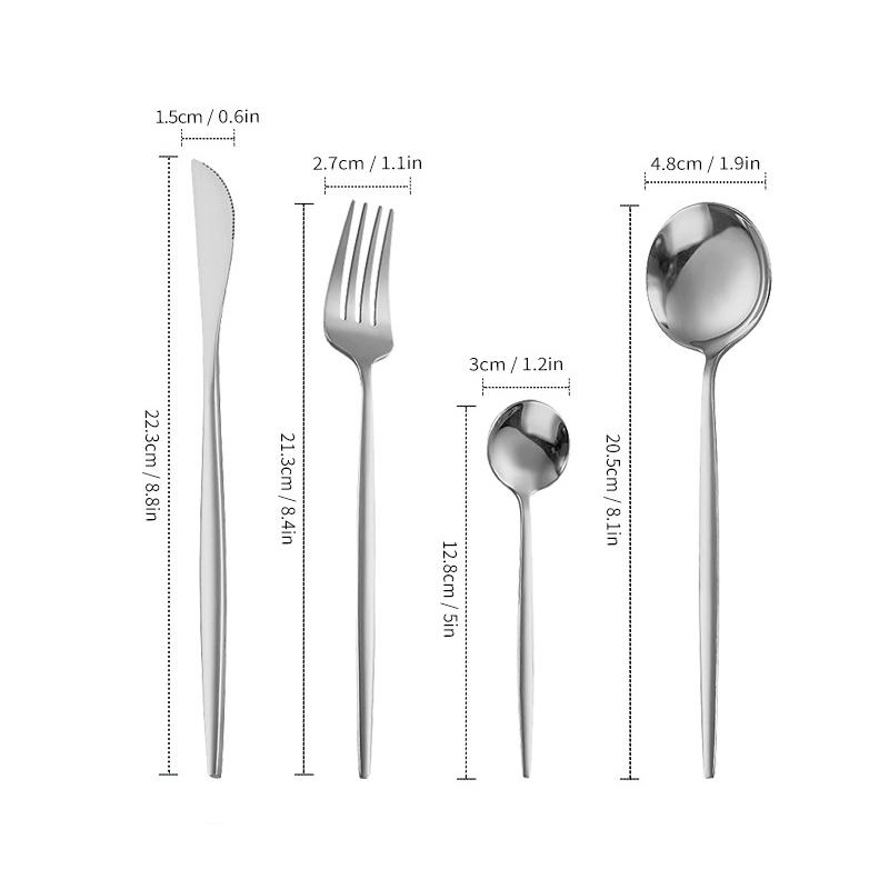 24-teiliges goldenes Edelstahl-Besteckset Gabeln Messer Teelöffel Geschirr Tafelgeschirr Hochzeit Spülmaschinenfest Küchenzubehör