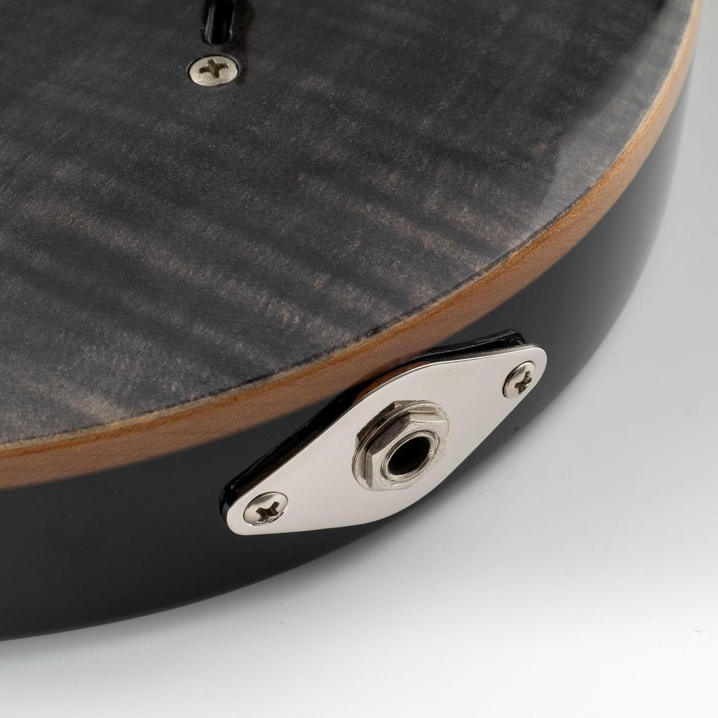 Musiclily Pro Steel Curved Diamond Jack Plate for Electric Nickel 9.6mm Guitar/Bass,