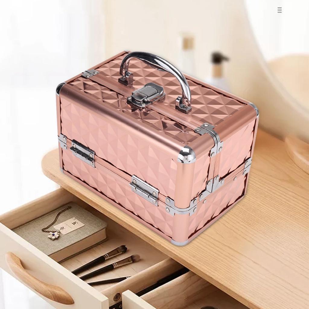 Professional Portable Cosmetic Bag Suitcases Cosmetics Large Capacity Women Travel Makeup Bags Box Manicure Cosmetology Case 9 x 6 x 6 inchesinches