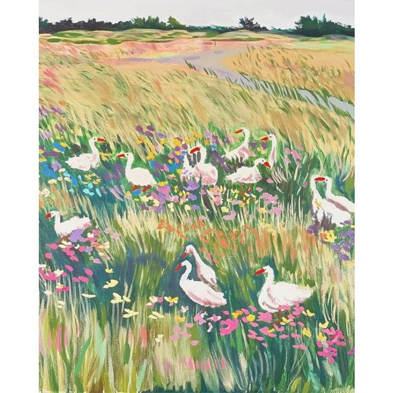 Vintage Kachní farma Farmhouse Cottagecore Jarní kachna Dětský pokoj Umělecký plakát Plátno Malba Nástěnné obrazy Domov Dětský pokoj Dekorace Dárek