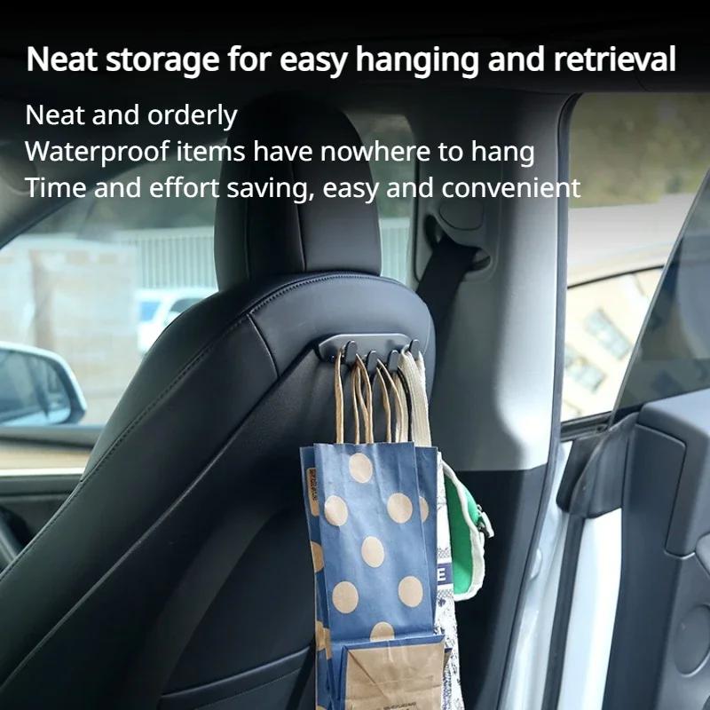 Car Rear Seat Phone Holder for Tesla Model 3 Y S X 3+ Model Y Launch 2025 Back Seater Headrest Bracket with 4 Hook Bag Organizer