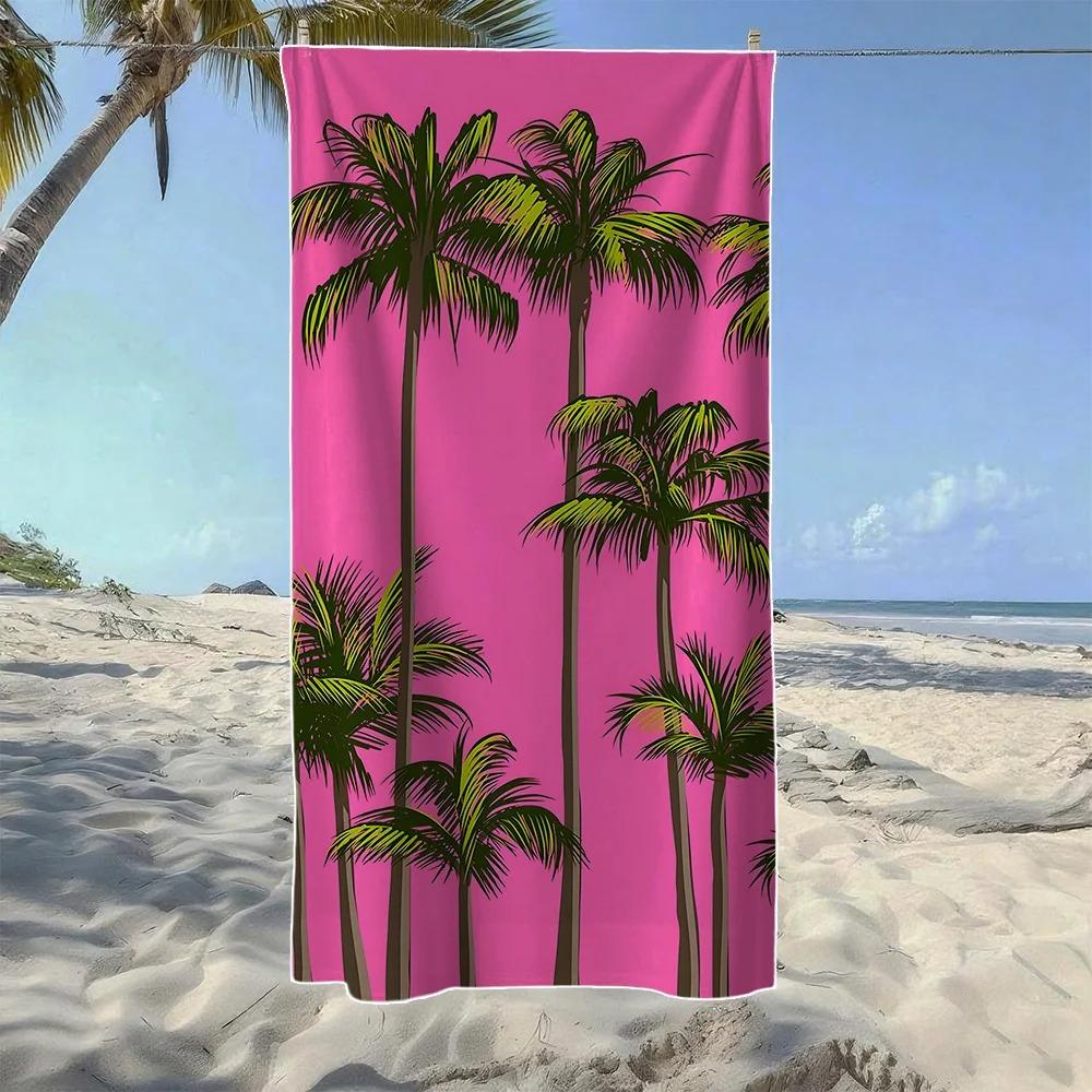 Minimalist Palm Tree Beach Towel, Lightweight Quick Dry Towel with Tropical Aesthetic for Travel 50x100cm