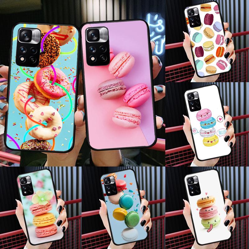 Macarons Cake Dessert Cute Case For Xiaomi Redmi Note 14 13 11 9 10 12 Pro 9S 10S 11S 12S Redmi 10C 12C 13C 14C Cover