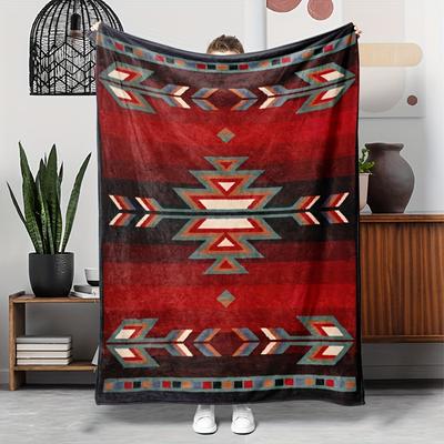 1pc Bohemian Pattern Flannel Blanket, Gift Blanket for Family and Friends, Nap Blanket, Throw Blanket, Multi-Purpose Blanket for Sofa, Campi