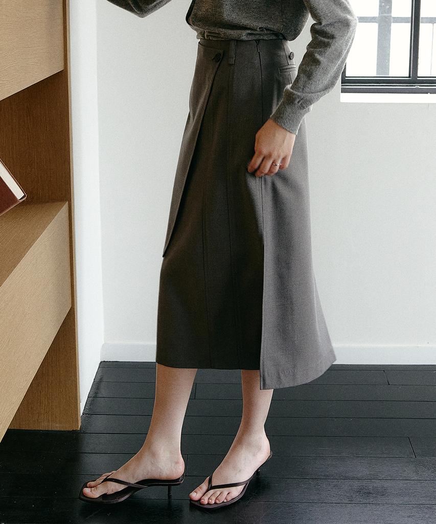 Make A Toast Two-Way Layered Wrap Skirt Grey Mbefsk002Gr